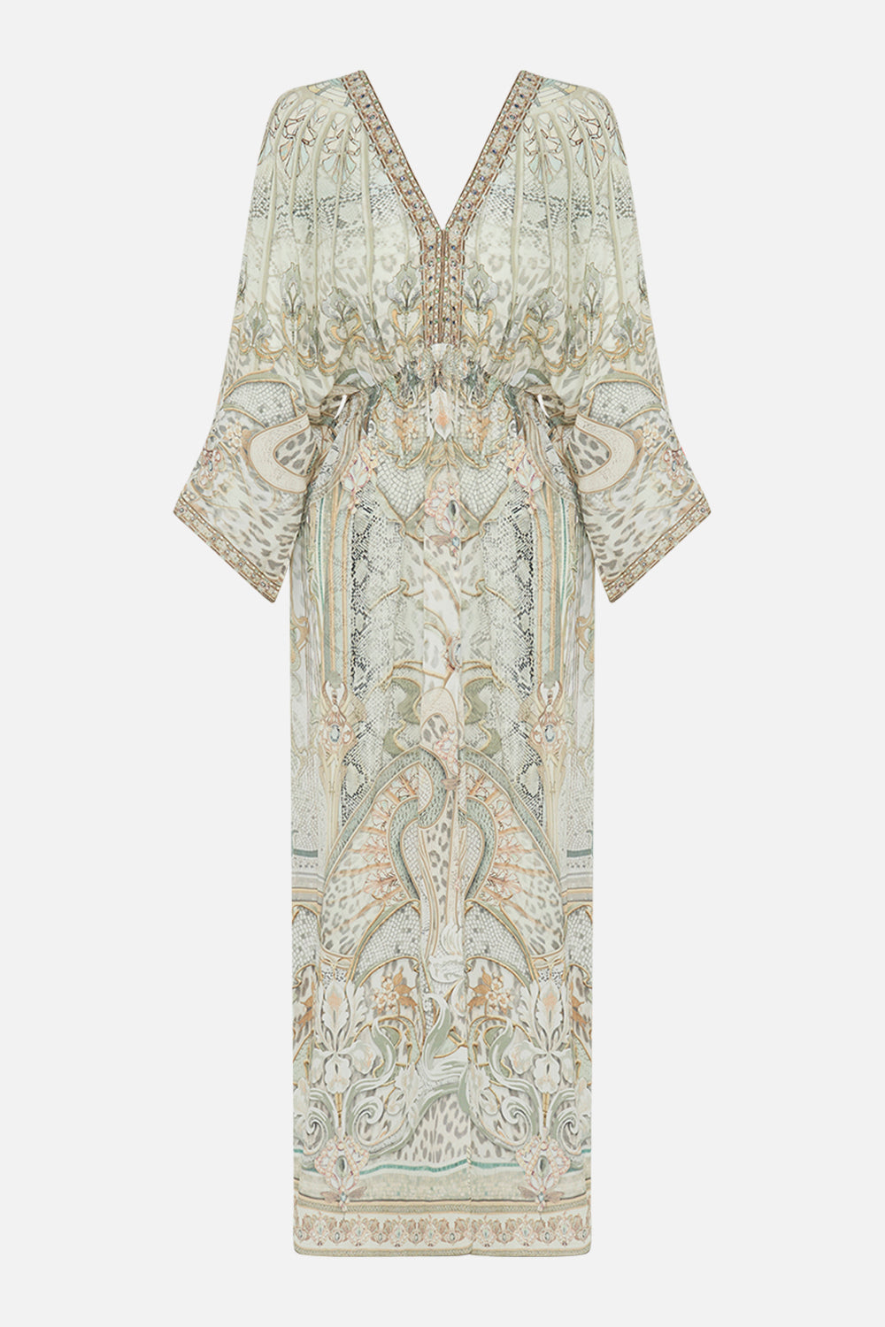 CAMILLA maxi dress in Ivory Tower Tales print