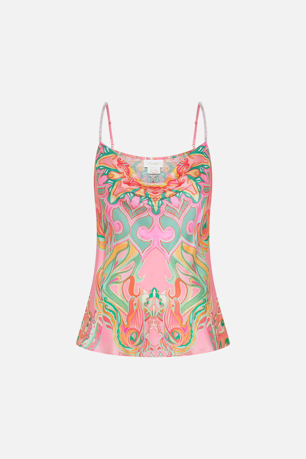 CAMILLA silk bias cut cami in Tea With Tuchinski print