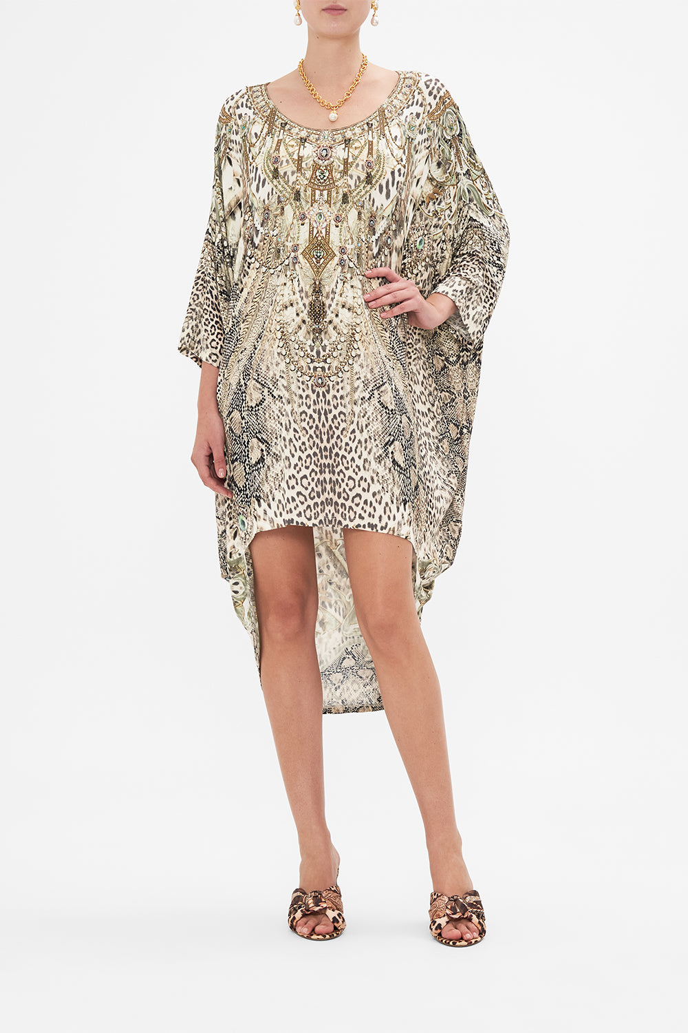 CAMILLA jersey dress in Looking Glass Houses print