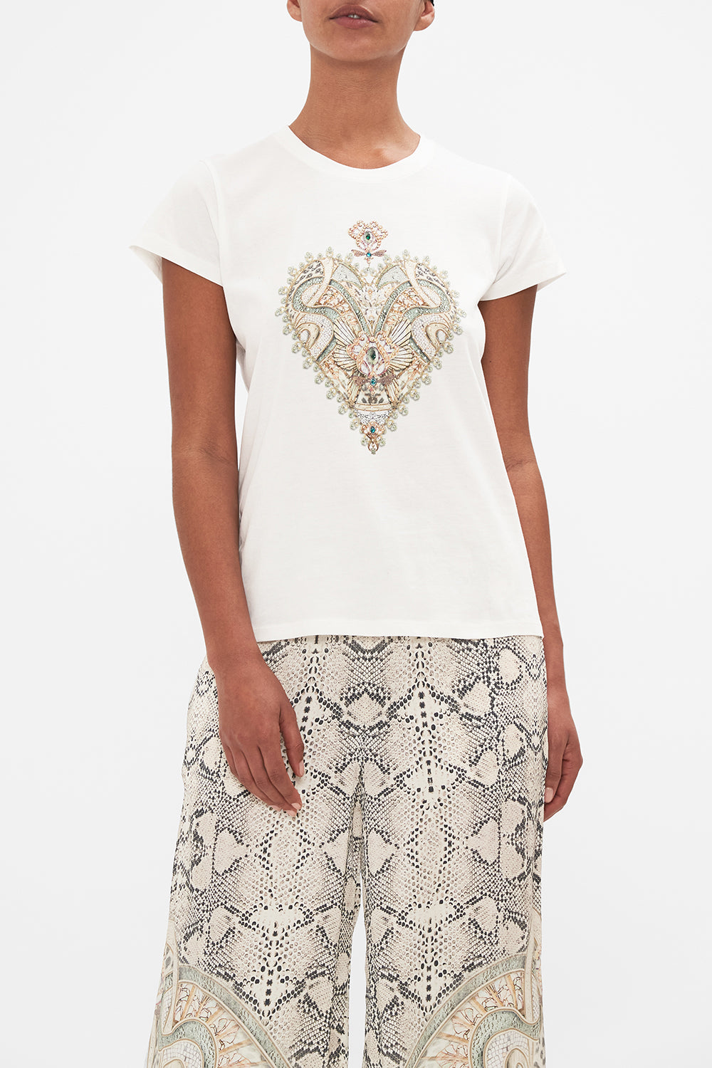 CAMILLA white graphic print t shirt Looking Glass Houses print