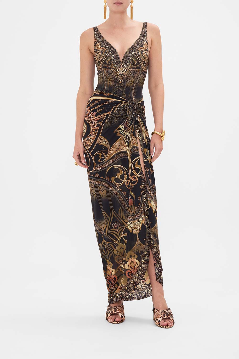 CAMILLA resortwear sarong in Nouveau Noir print