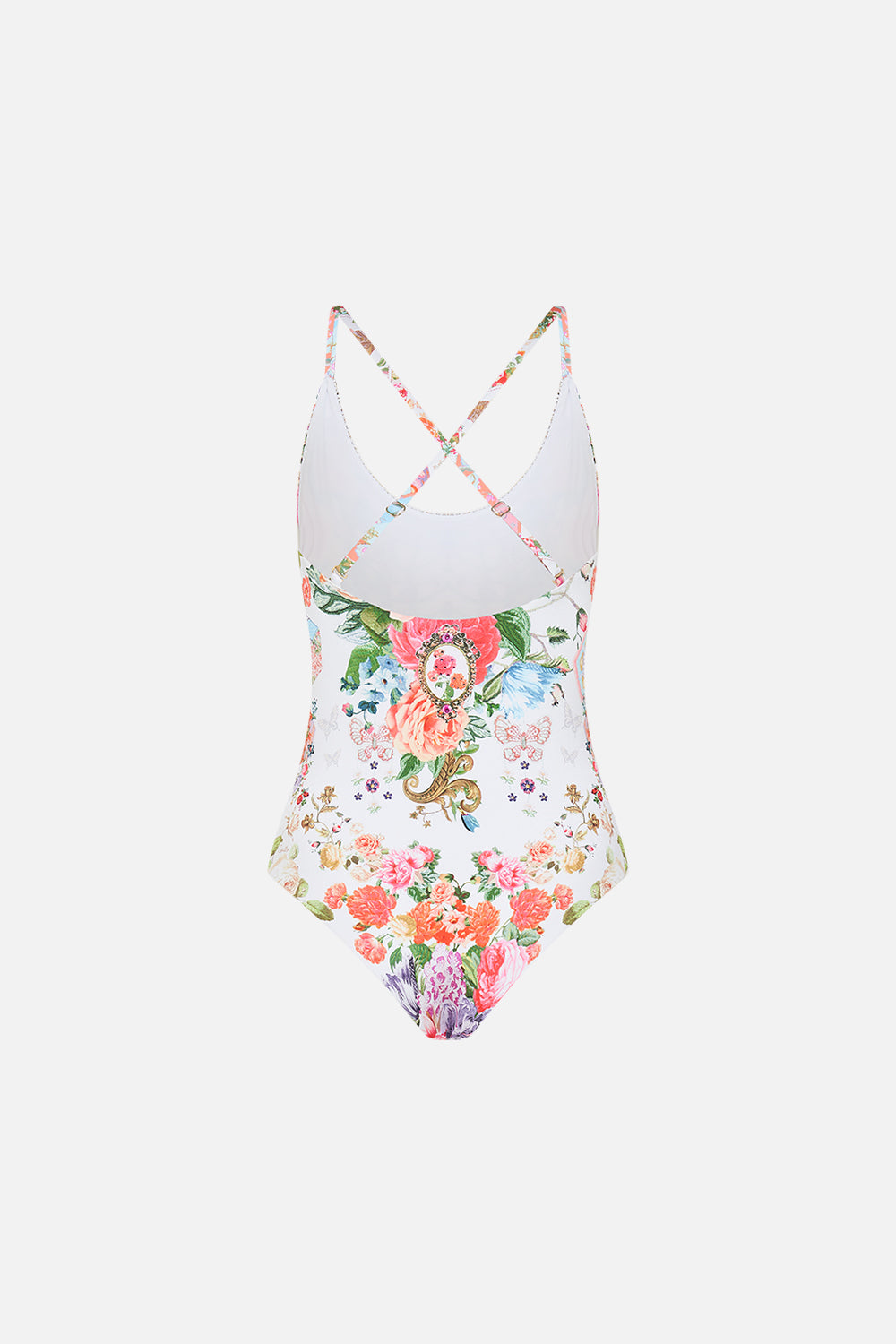 CAMILLA floral scoop neck one piece with buttons in Sew Yesterday