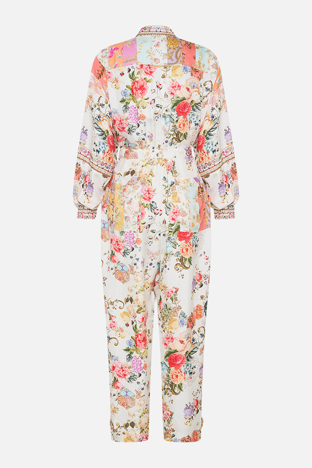 CAMILLA floral layered long sarong with front tie in Stitched in Time print.