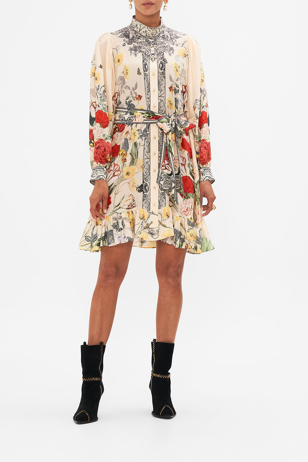 CAMILLA multi Drop Sleeve Shirt Dress in Etched into Eternity