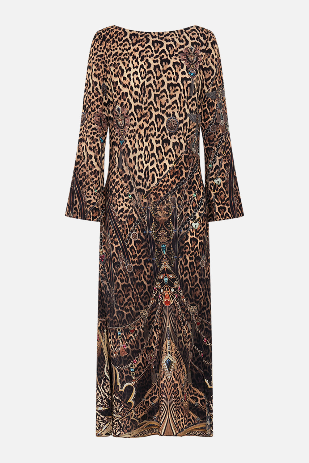 CAMILLA Leopard Long Sleeve Bias Dress in Amsterglam print