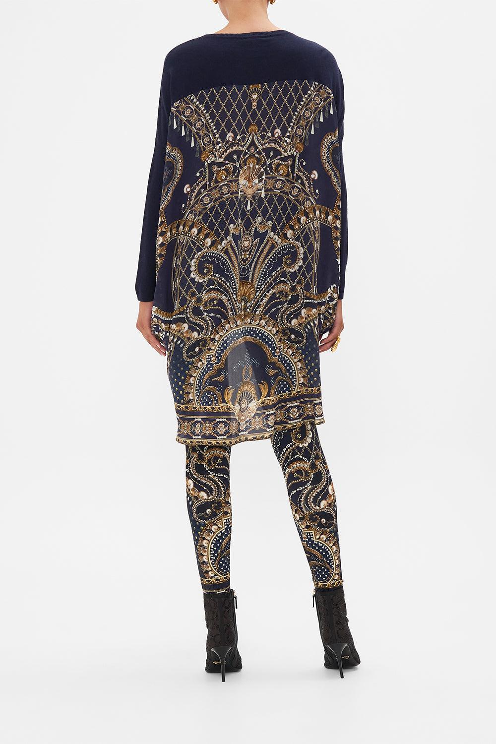 CAMILLA black/gold long sleeve jumper with print back in Dance With The Duke print.
