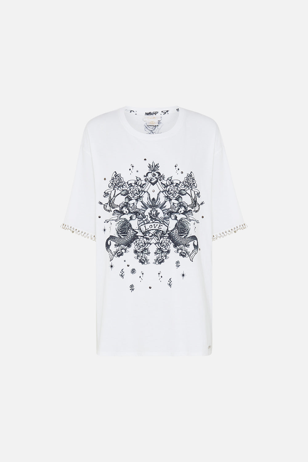 OVERSIZED BAND TEE WITH HARDWARE DETAIL TALES OF TATTOO