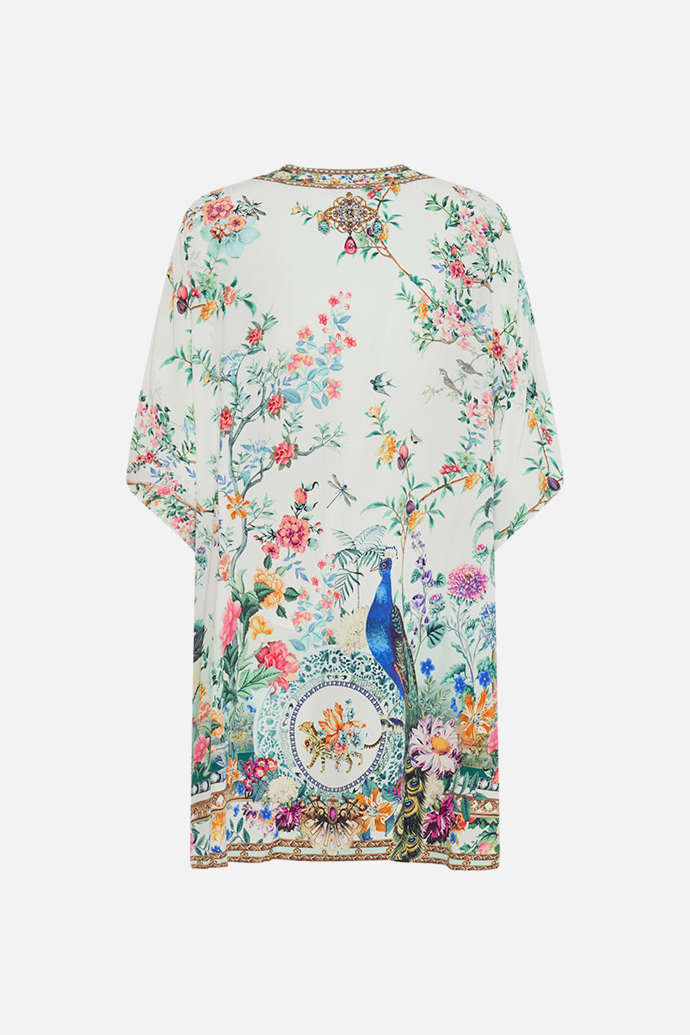 CAMILLA silk kaftan in Plumes and Parterres print