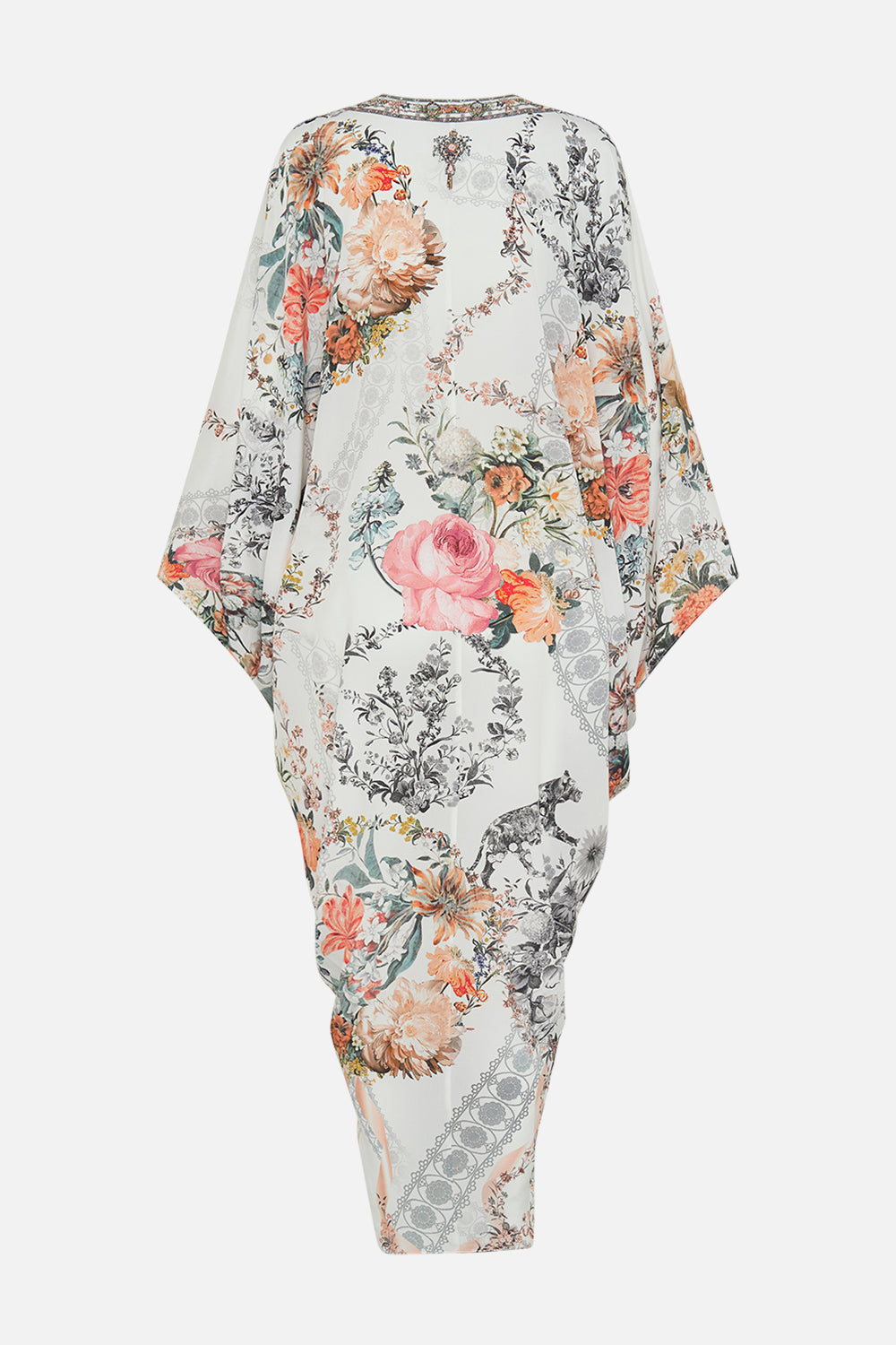 CAMILLA white kaftan in De Haar Memoirs print