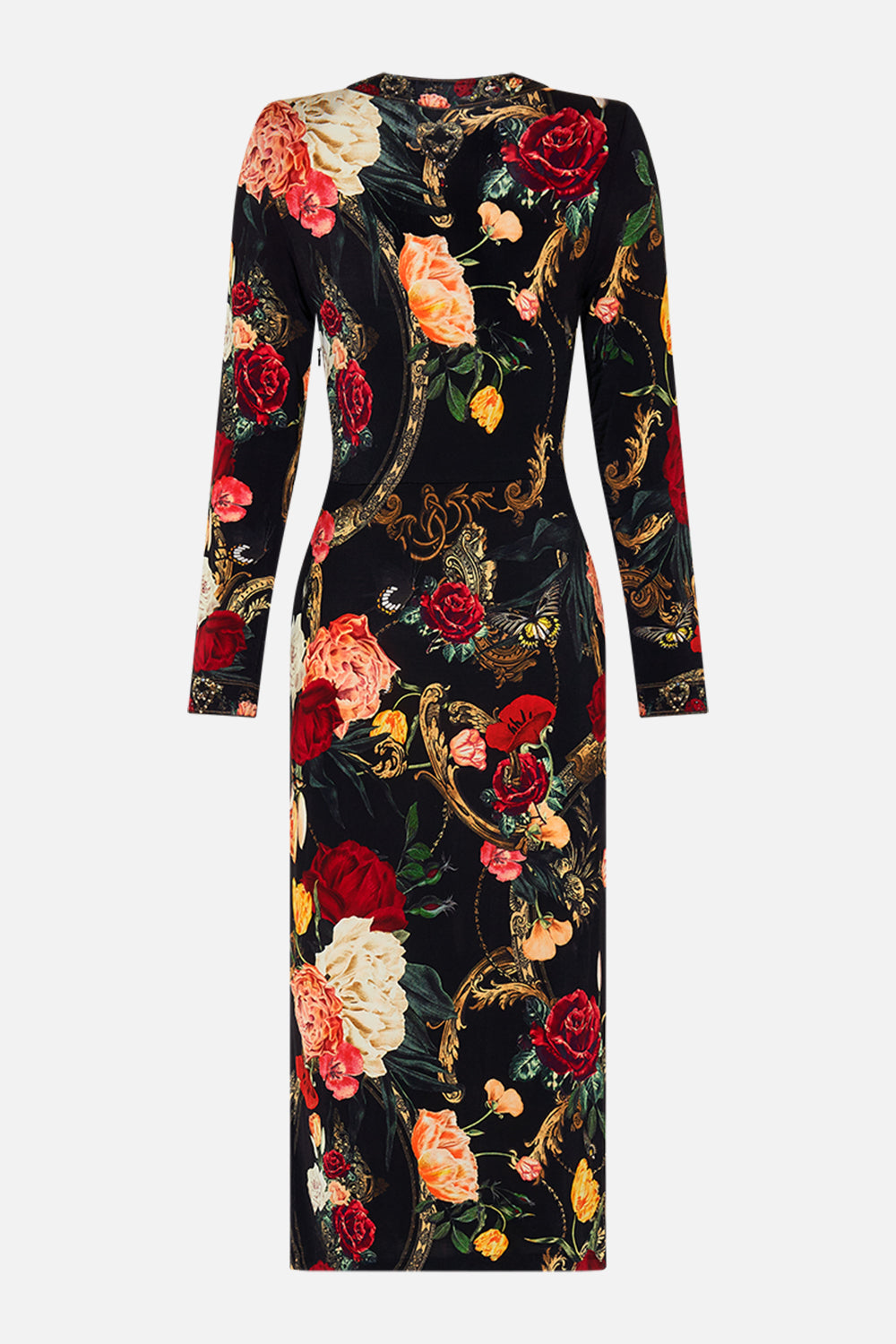 h3 product b3 V-NECK MIDI CROSS FRONT DRESS MAGIC IN THE MANUSCRIPTS hello fitted long kids-waistcoats