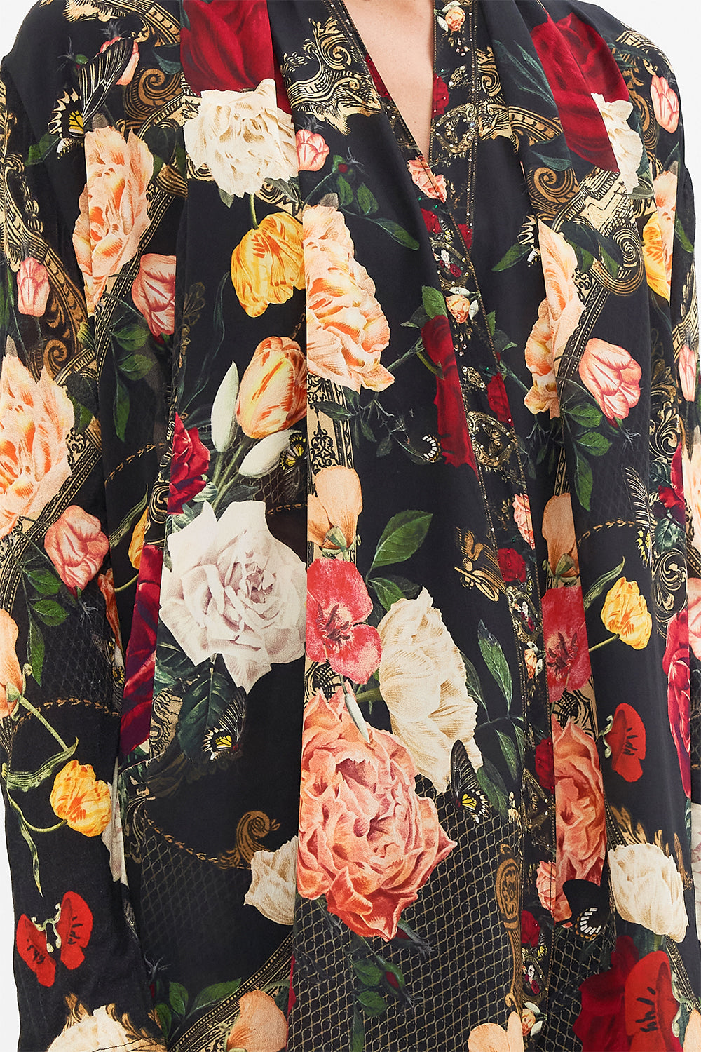 CAMILLA Black Long Casual Jacket with Pockets in Magic in the Manuscripts