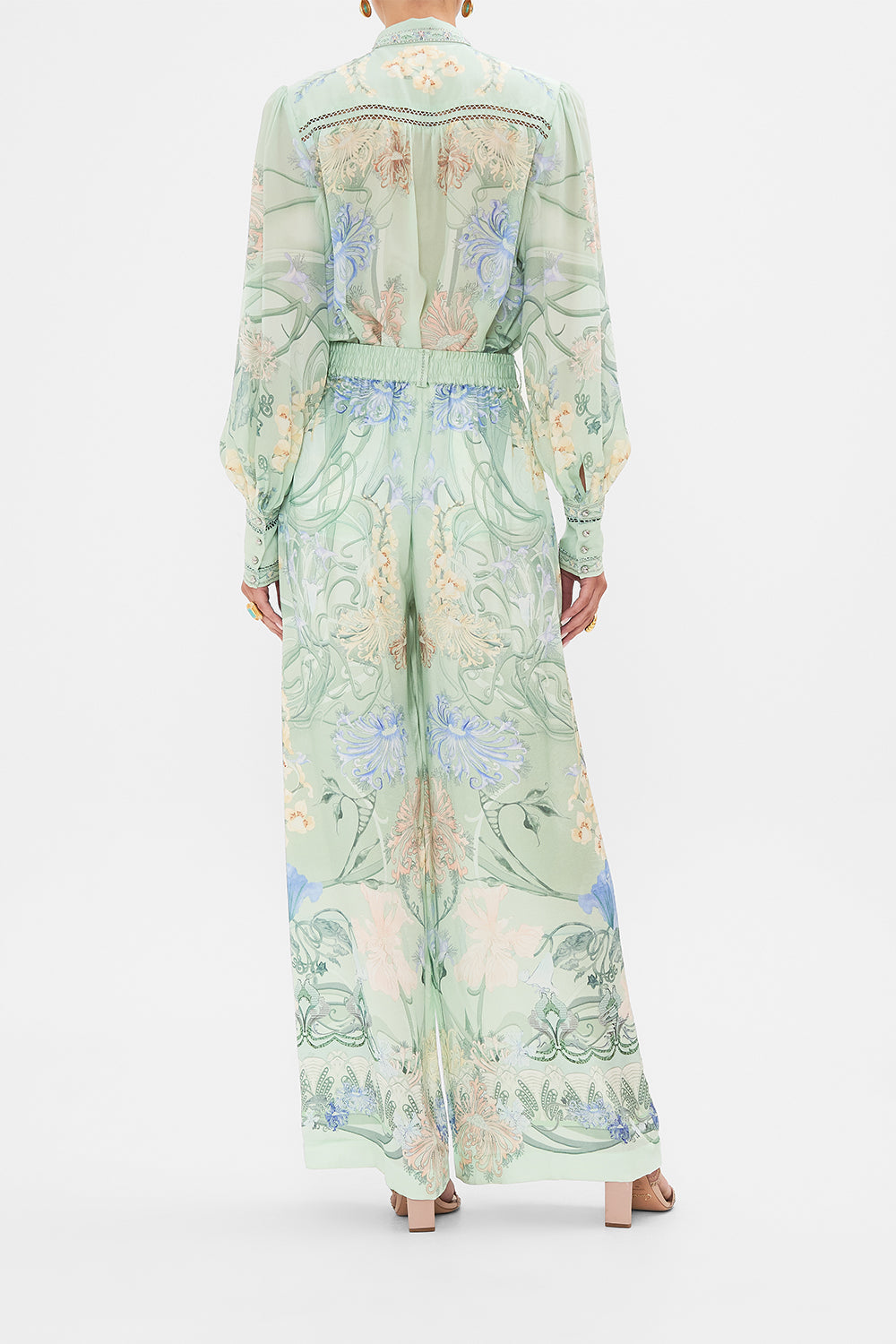 CAMILLA Floral Wide Leg Waisted Pant in Dreaming in Dutch print