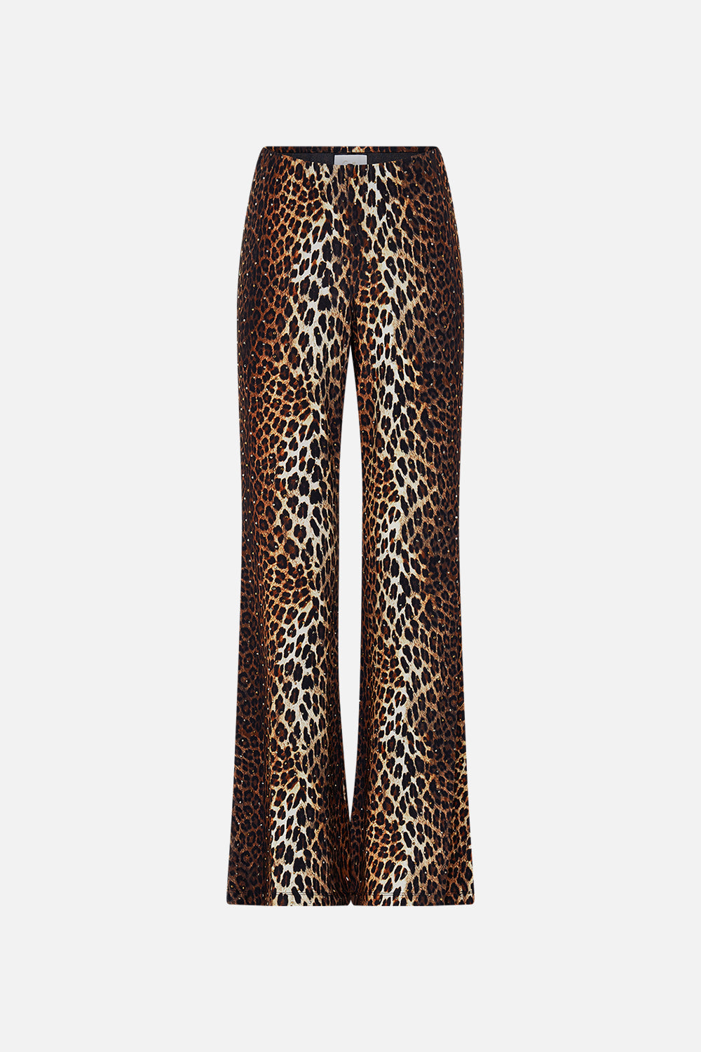 CAMILLA leopard jersey flare pant in Amsterglam print.