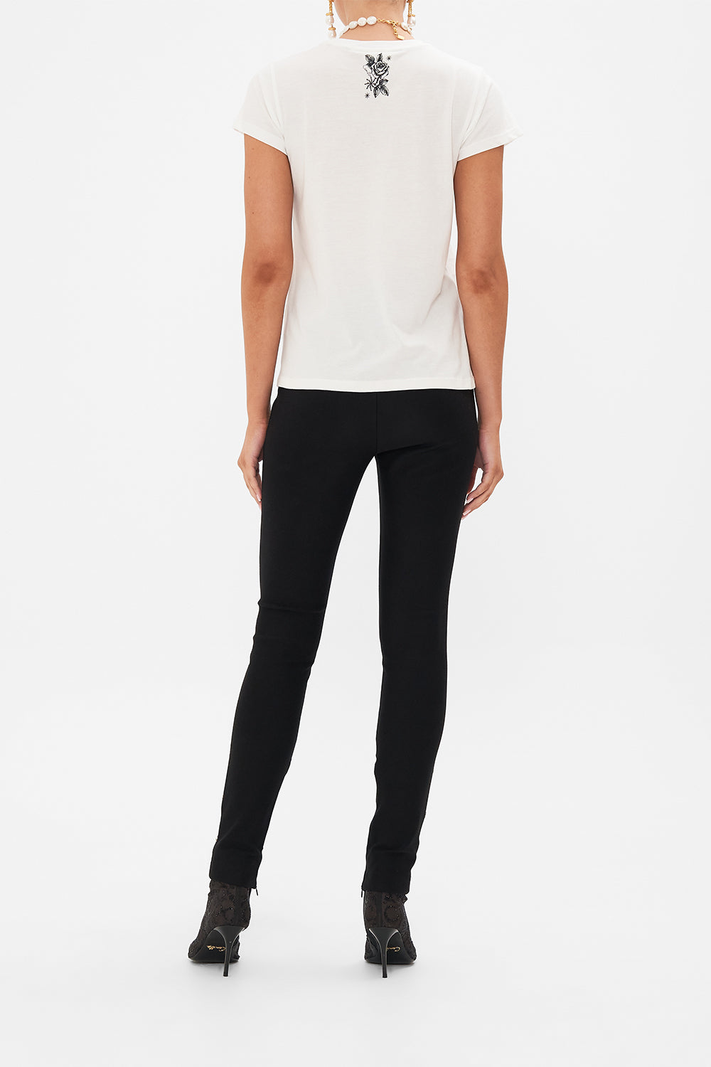 SLIM FIT ROUND NECK T-SHIRT - WHITE TALES OF TATTOO