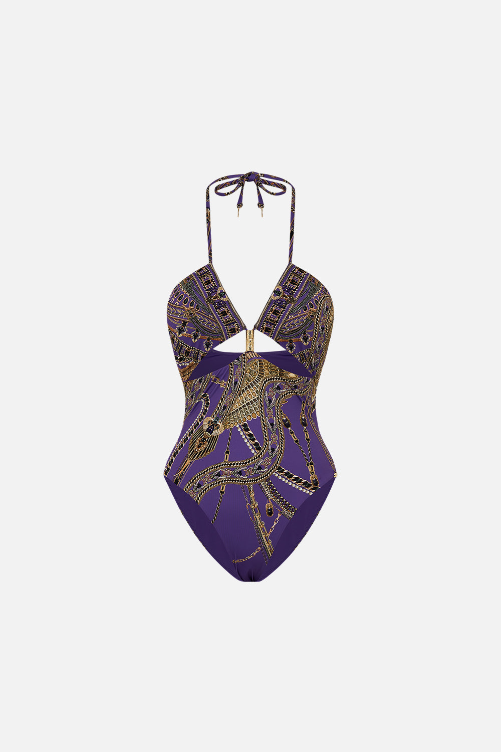 CUT OUT HALTER ONE PIECE WITH TRIM LUXORLAND LADY