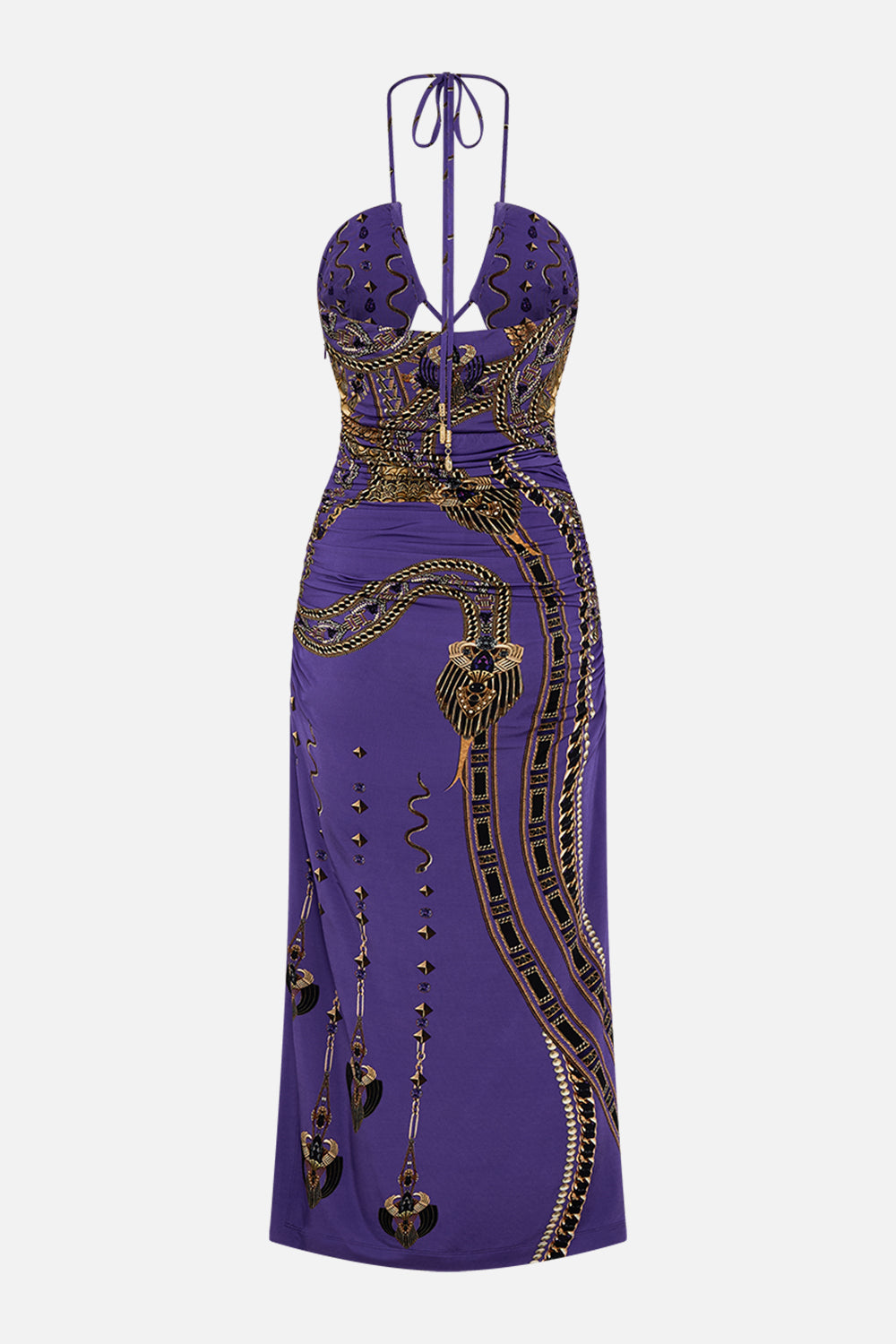 CUT OUT SLEEVELESS JERSEY HALTER NECK DRESS LUXORLAND LADY