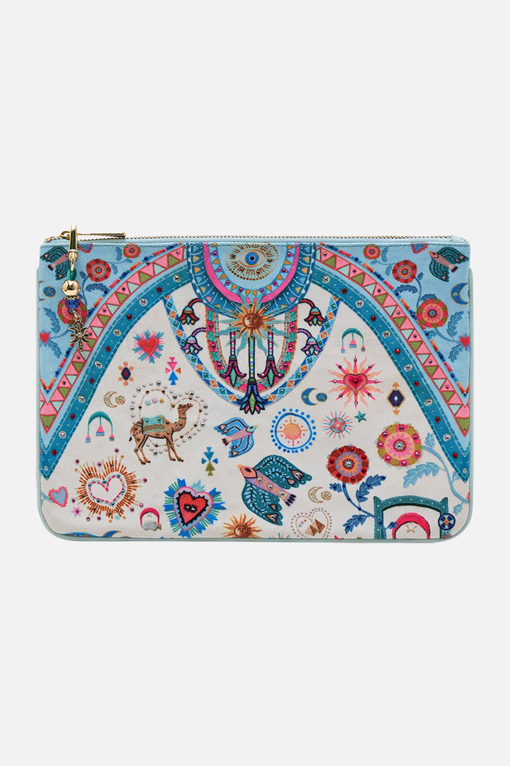 CAMILLA Small Canvas Clutch in Living In Colour print