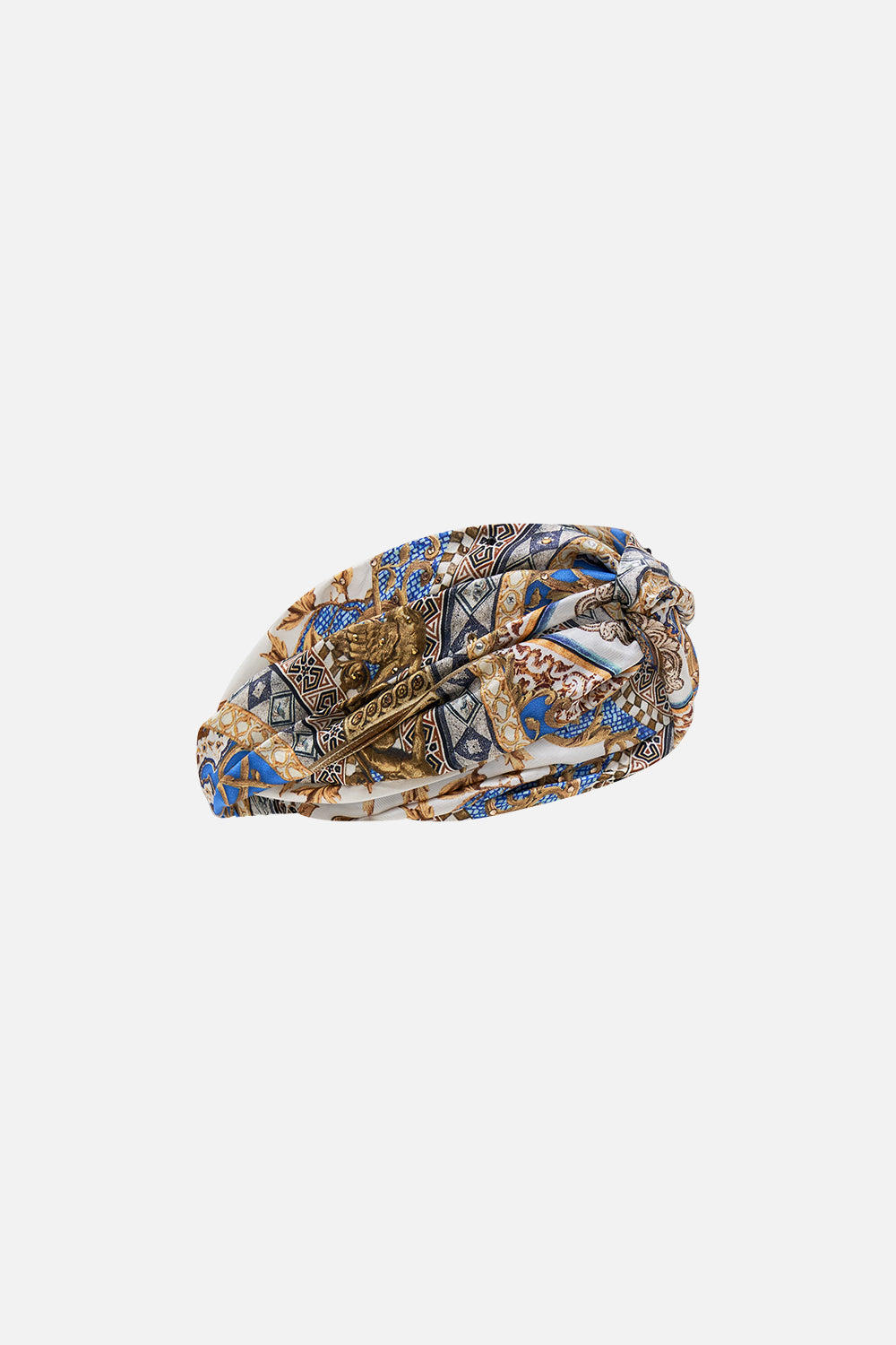 CAMILLA Woven Twist Headband in Make Me Your Mosaic Print