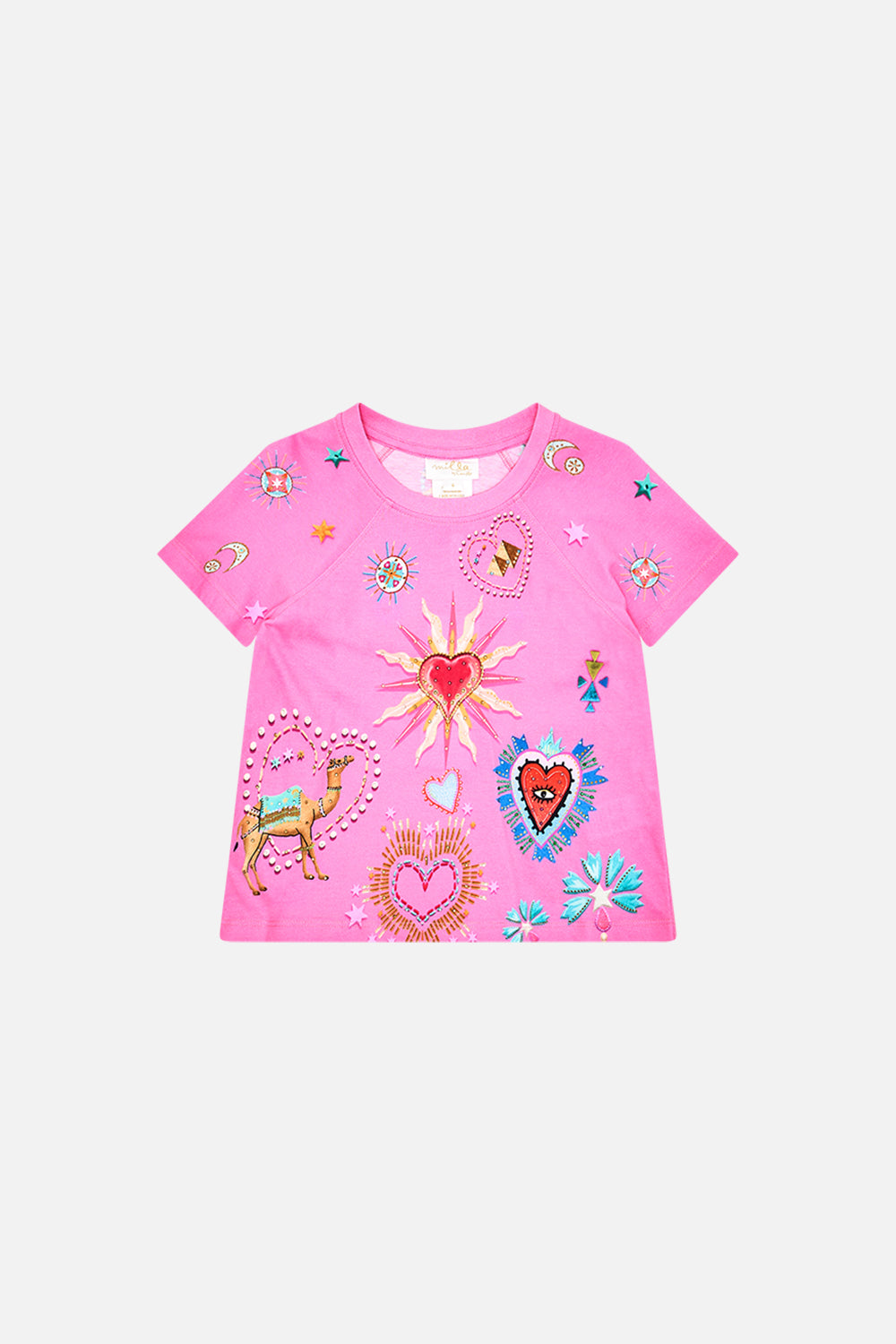CAMILLA Kids Raglan Tee 4-10 in Rainbow Roads print