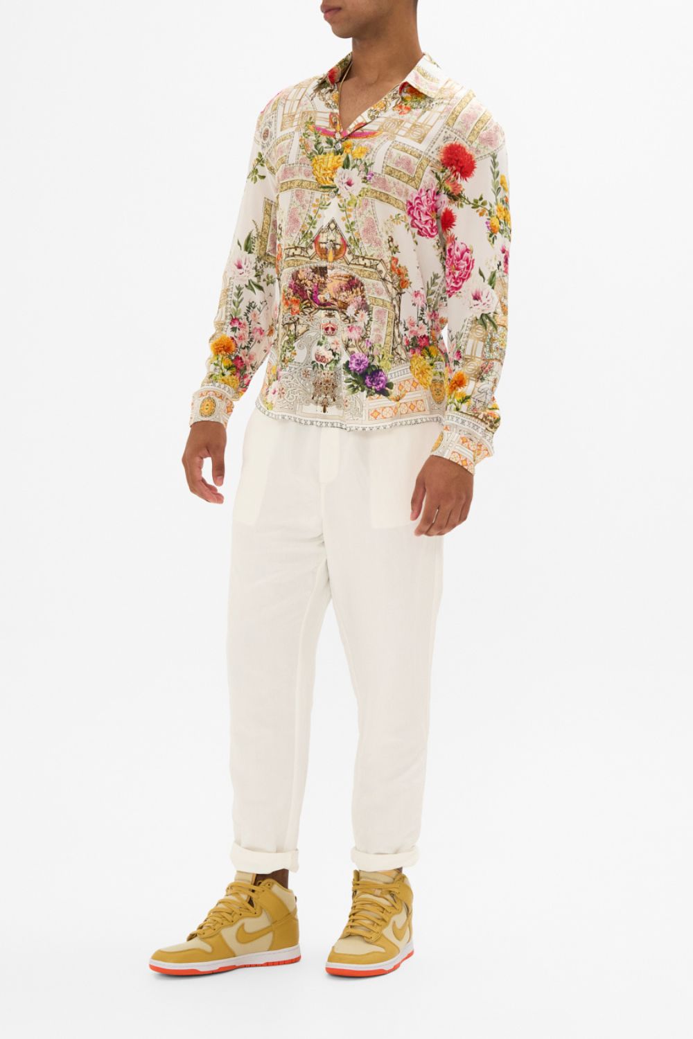 CAMILLA Collared Long Sleeve Shirt in Egyptian Rose print.