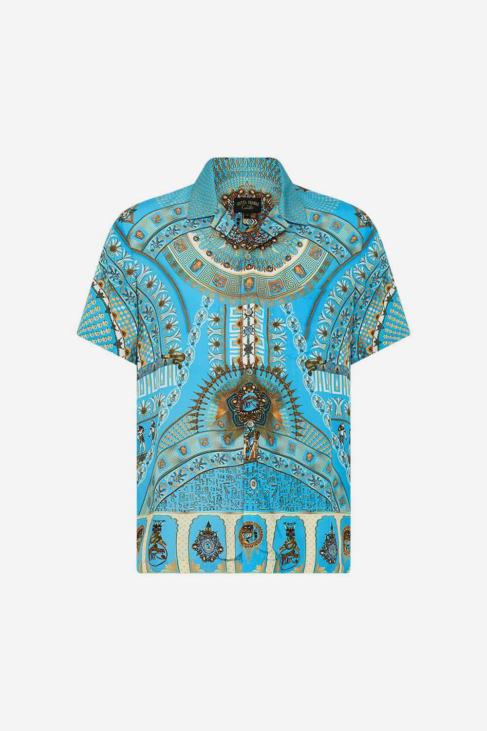 Hotell Franks By CAMILLA Short Sleeve Camp Collared Shirt in Temple Of Light Print.