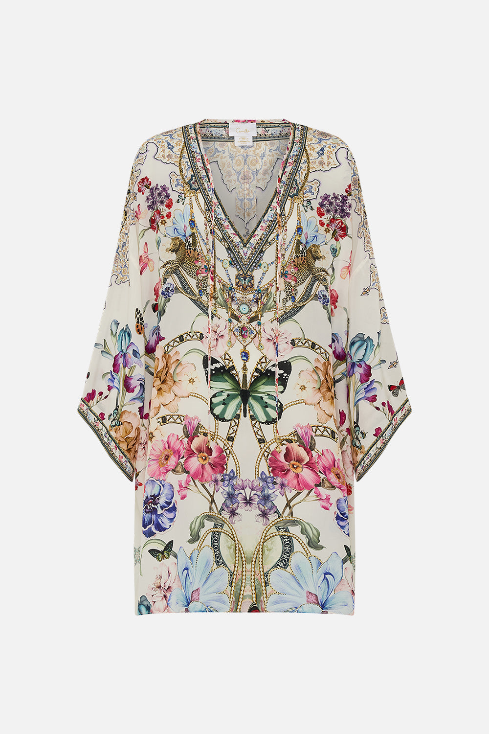 V NECK SHORT KAFTAN WITH TIES MONSERRATE MAGIC