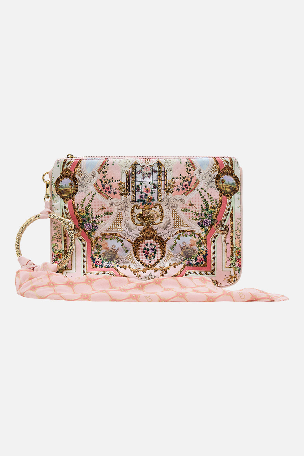 CAMILLA Ring Scarf Clutch in Lisbon Lullaby print