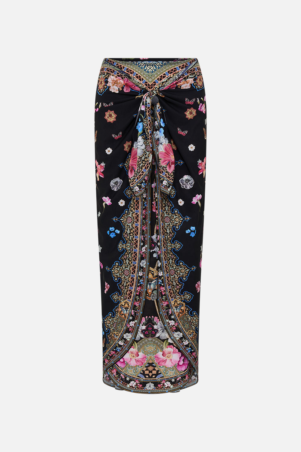 LAYERED LONG SARONG WITH FRONT TIE MIDNIGHT IN MONSERRATE