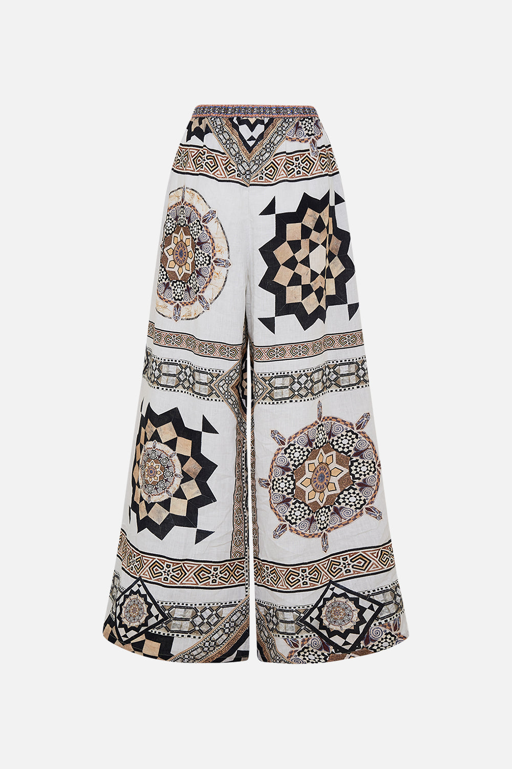 CAMILLA Tuck Front Pant in Tile Style Print.