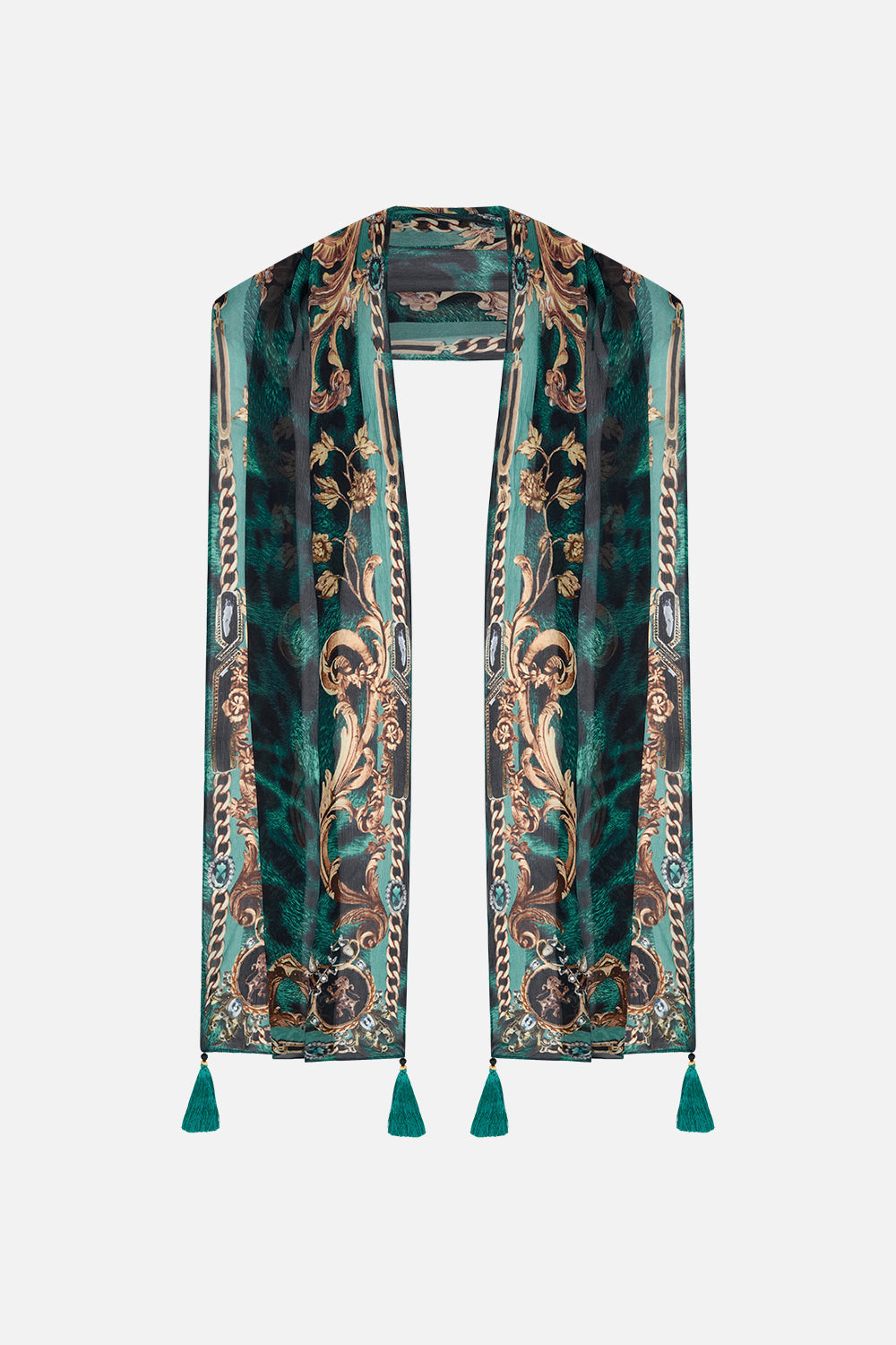 Product view of CAMILLA long silk scarf in Sing My Song print
