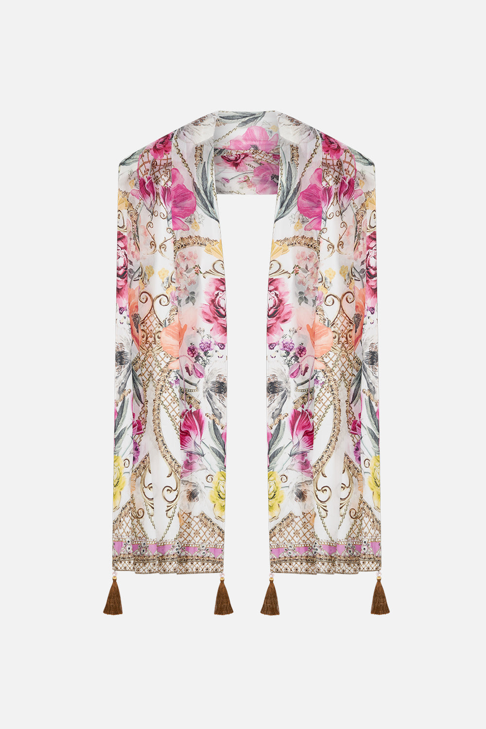 Product view of CAMILLA long silk scarf in Destiny Calling print