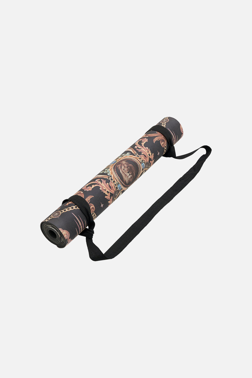 Close up view of CAMILLA leopard print yoga mat in Running In The Wild print