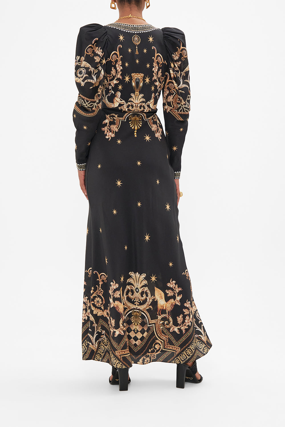 WRAP DRESS WITH DRAMATIC SLEEVE DUOMO DYNASTY