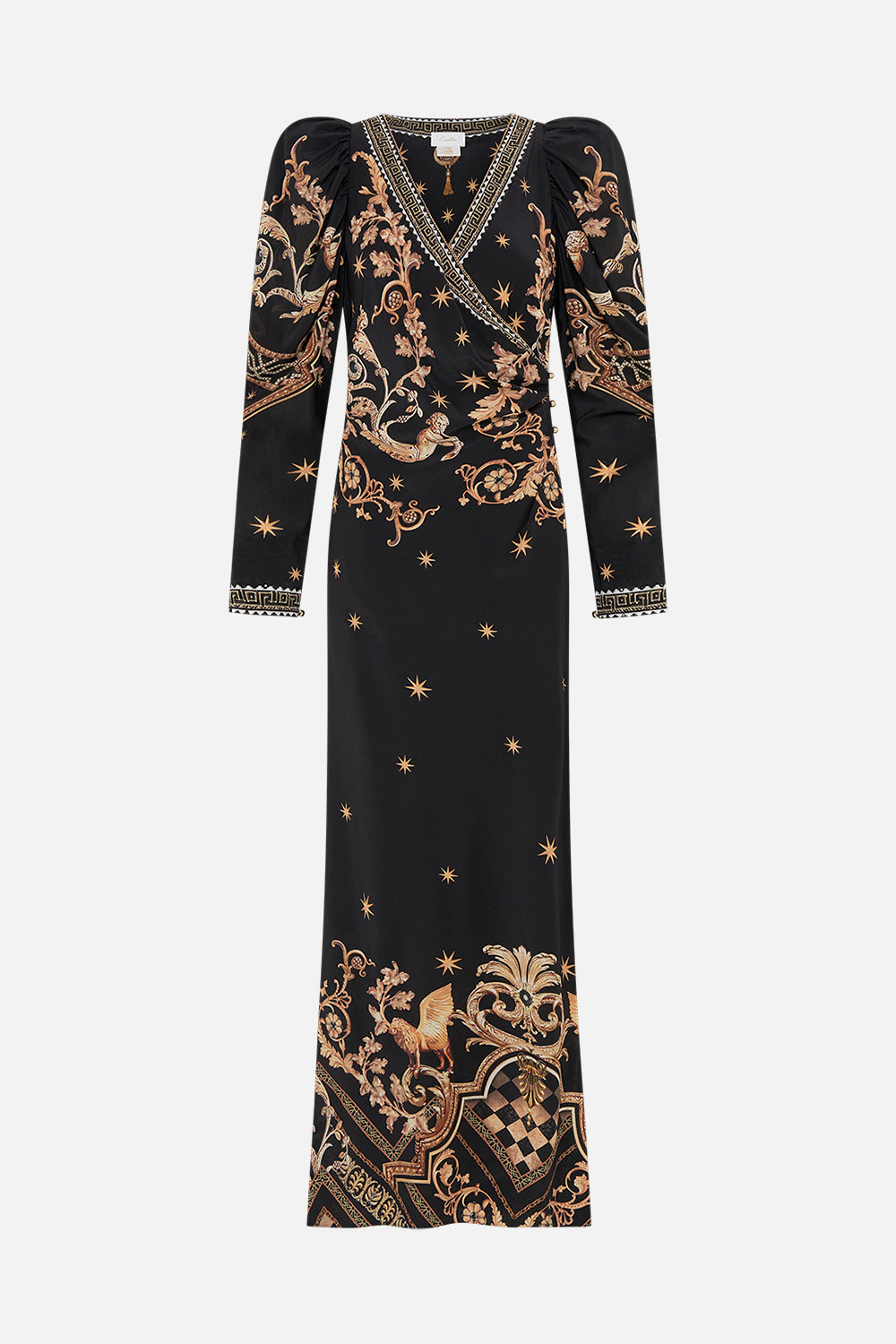 WRAP DRESS WITH DRAMATIC SLEEVE DUOMO DYNASTY