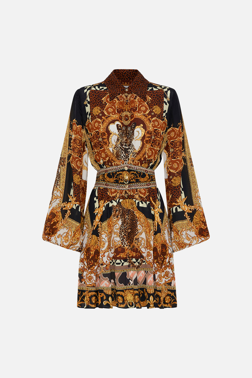 COLLARED SHAPED WAISTBAND DRESS FEELING FRESCO