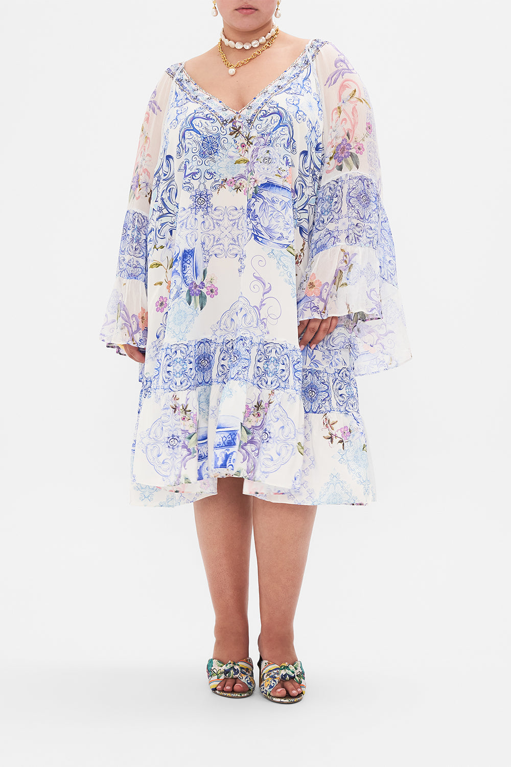A-LINE GATHERED PANEL DRESS PAINT ME POSITANO