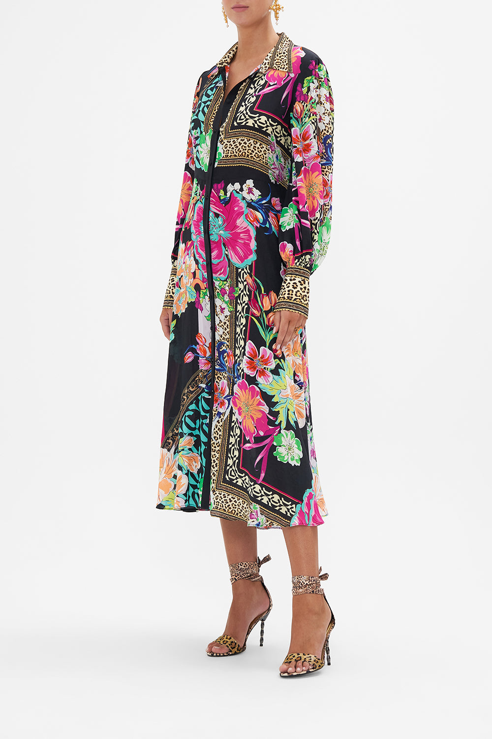 WAIST TIE SHIRT DRESS PRINTED PRIMA VERA