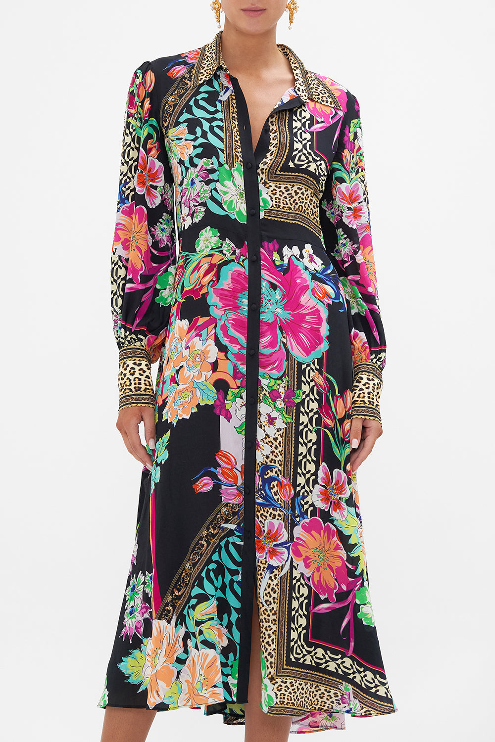 WAIST TIE SHIRT DRESS PRINTED PRIMA VERA