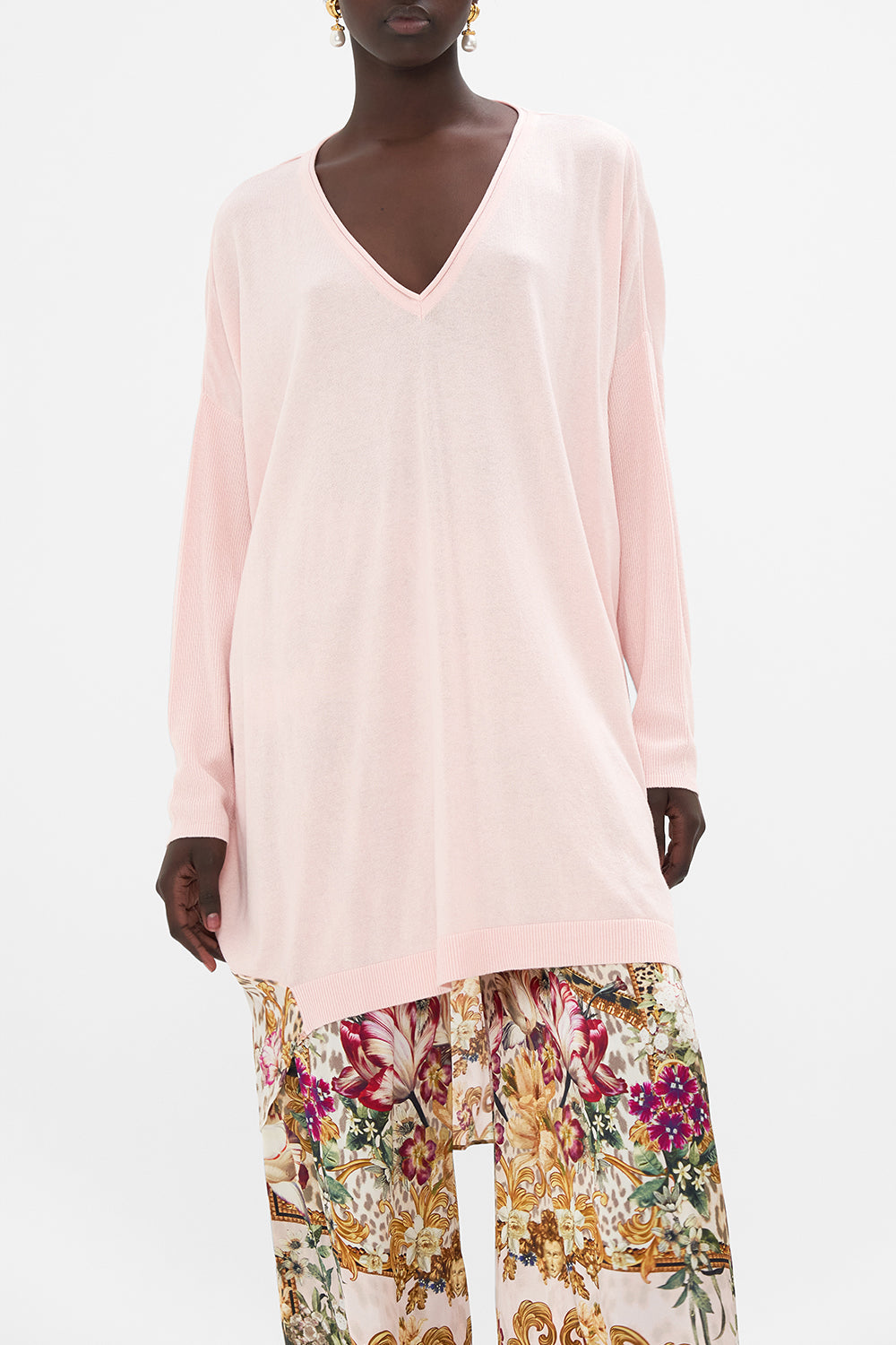 V NECK JUMPER WITH PRINT BACK BAMBINO BLISS