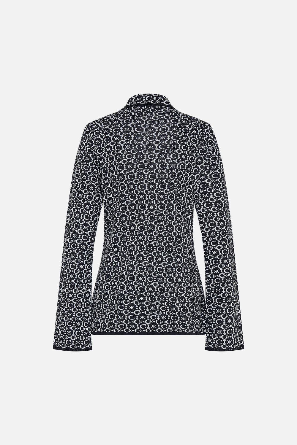 Back product view of CAMILLA knit shirt in Feline Fantasy print