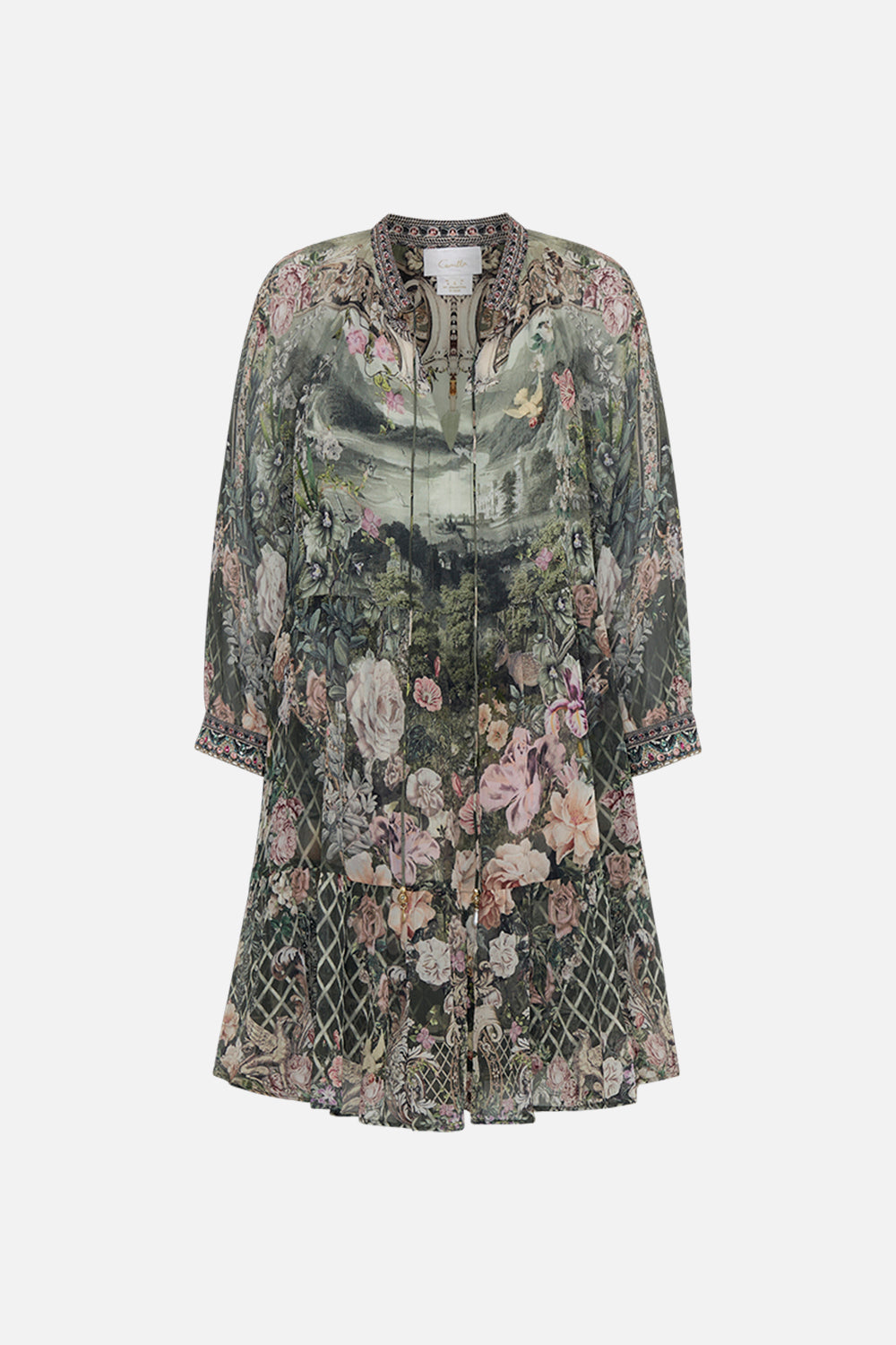 SHORT GATHERED PANEL DRESS GARDEN OF GOOD FORTUNE