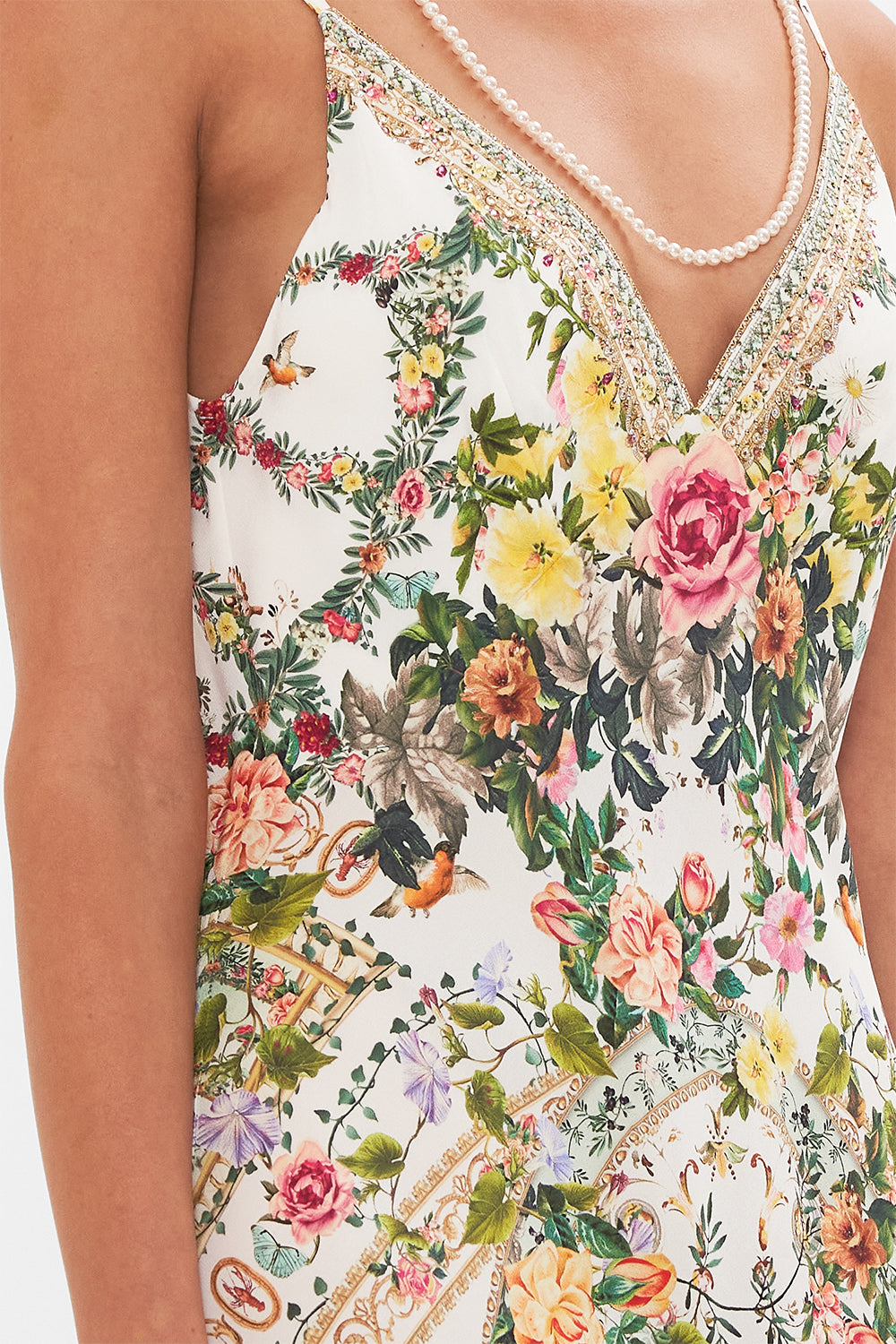 V NECK FULL LENGTH BIAS SLIP DRESS RENAISSANCE ROMANCE