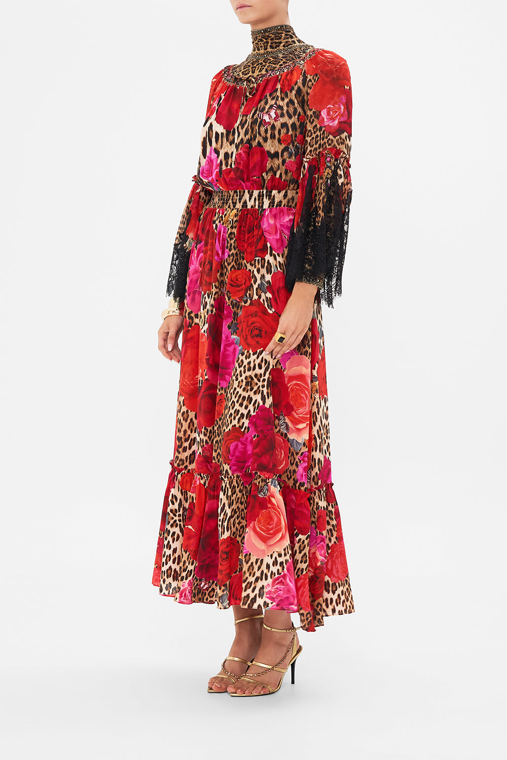 LONG DRESS WITH GATHERED BELL SLEEVE HEART LIKE A WILDFLOWER