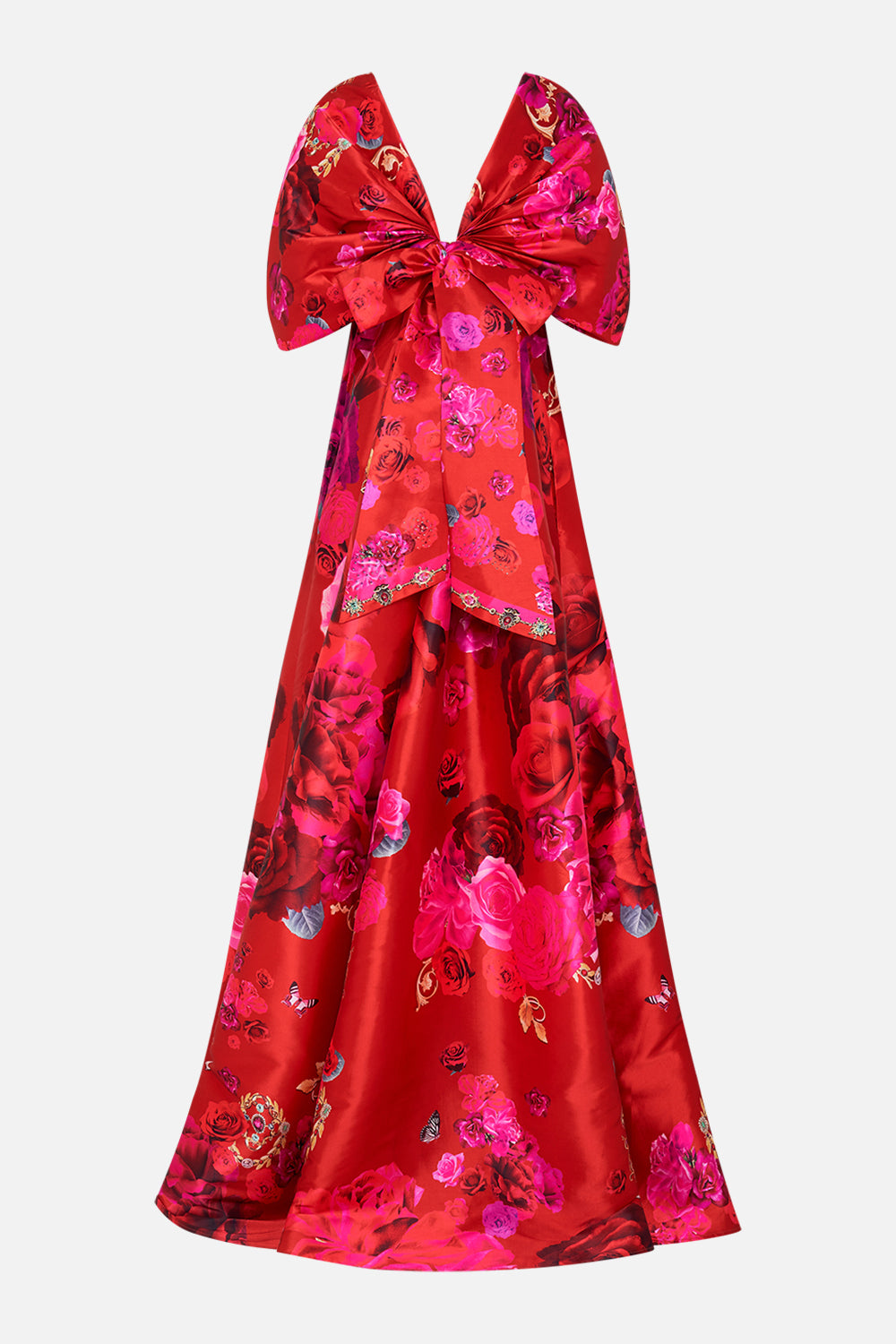 TAFFETA BOW MAXI DRESS ITALIAN ROSA