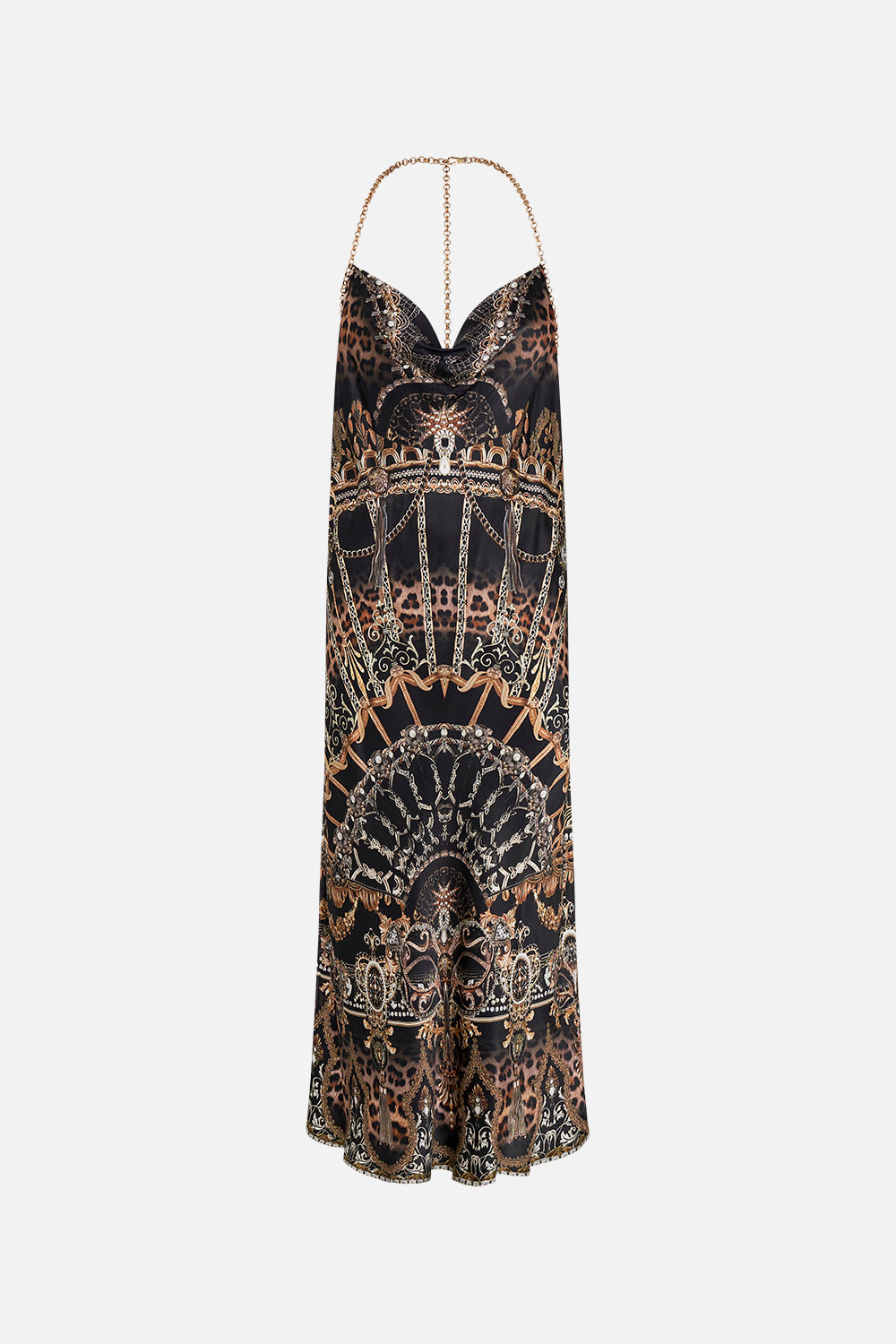 CAMILLA silk halter dress in Masked At Moonlight print
