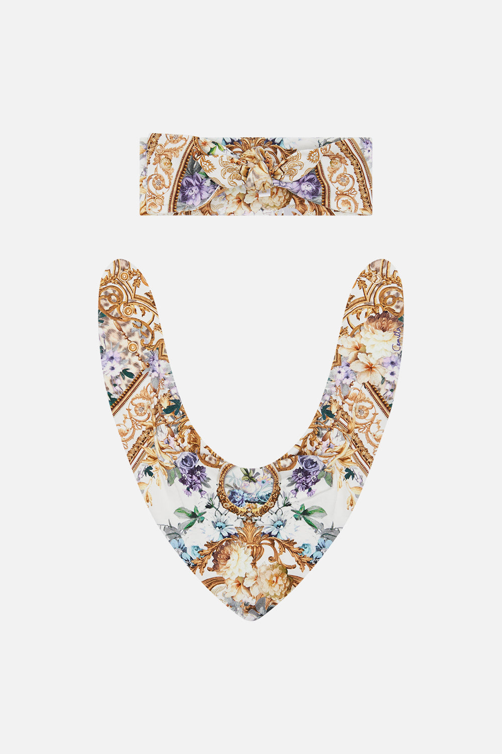 Product view of Milla By CAMILLA Babies bib det in Palazzo Play Date print