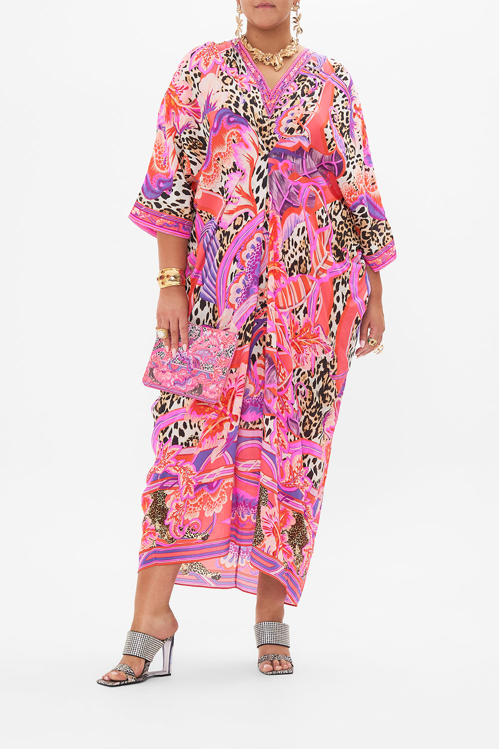 LONG KAFTAN WITH PLEAT DETAIL VIOLA VINTAGE