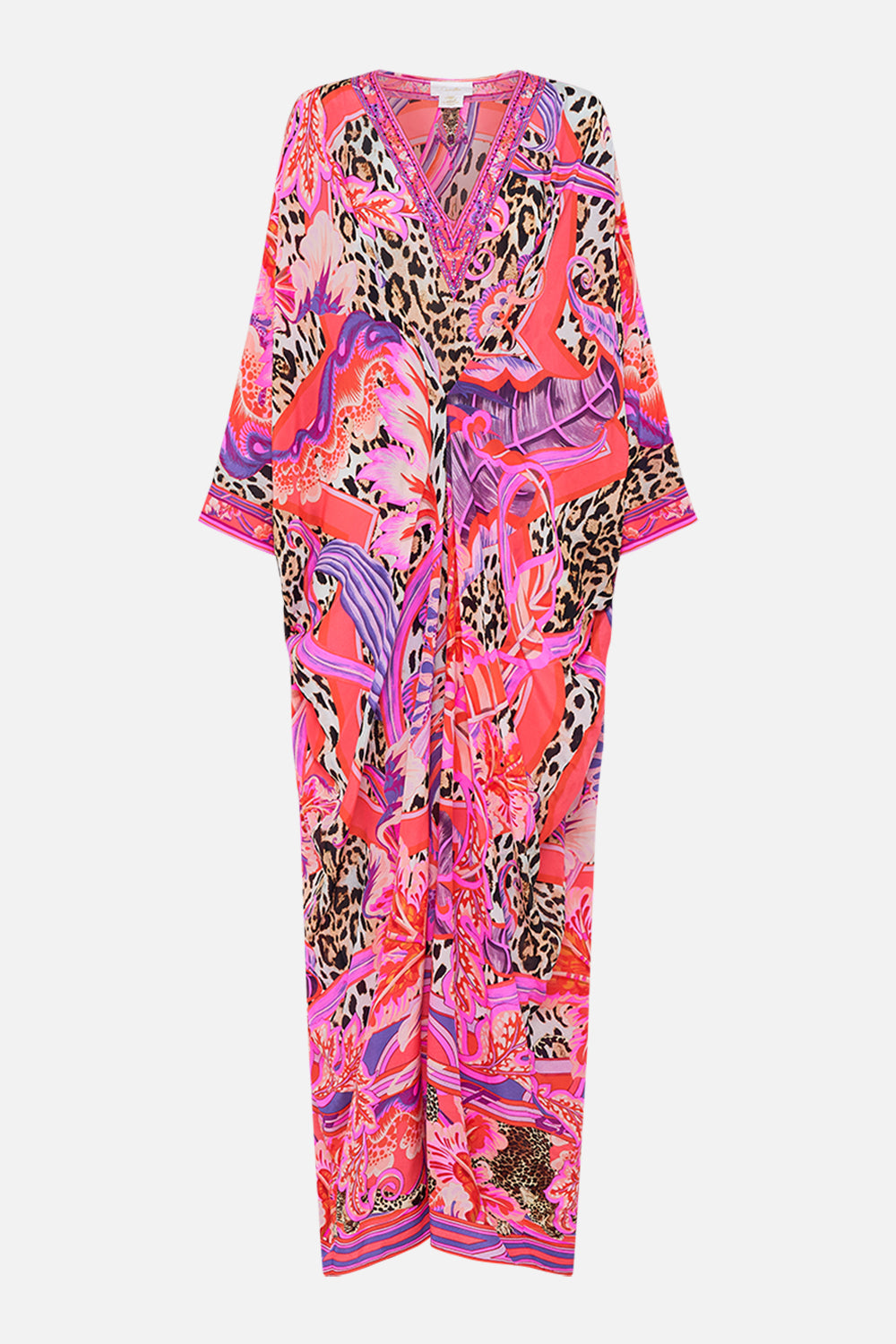 Product view of CAMILLA designer resortwear kaftan in Viola Vintage print