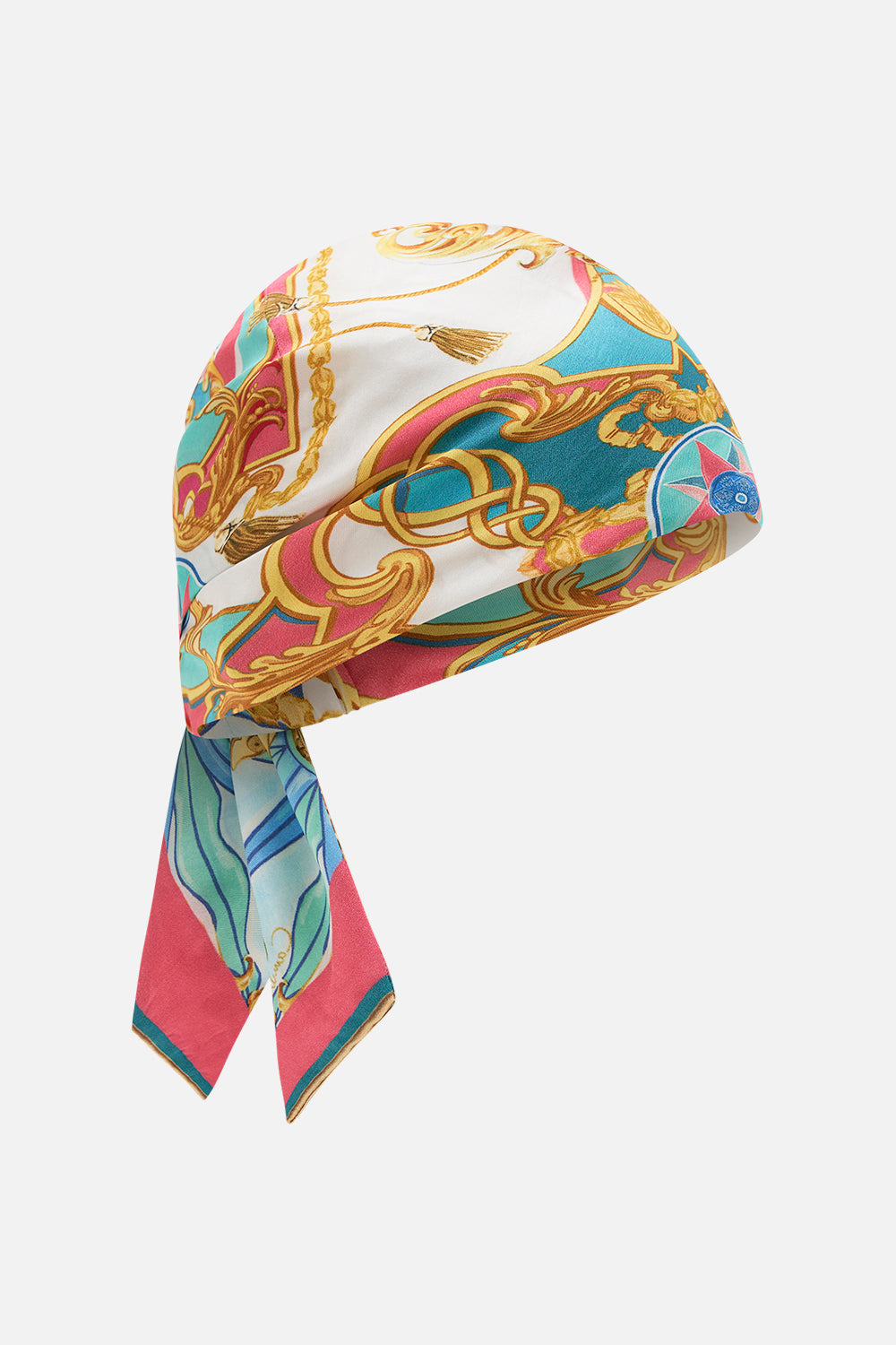 Product view of CAMILLA silk headscarf in Sail Away With Me print