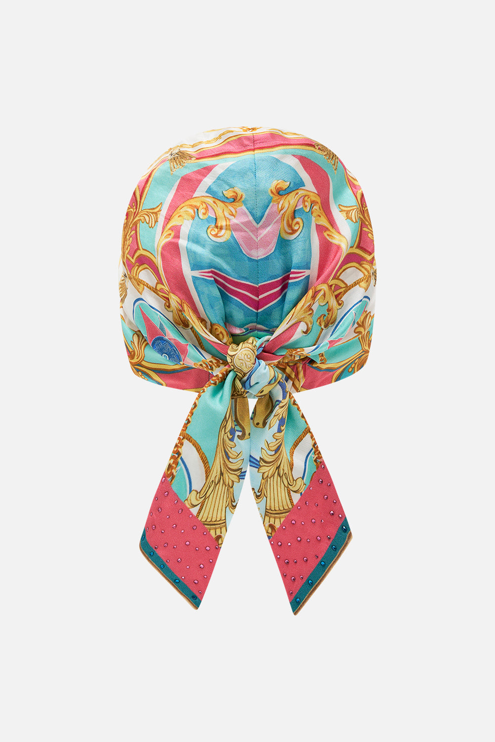 Product view of CAMILLA silk headscarf in Sail Away With Me print
